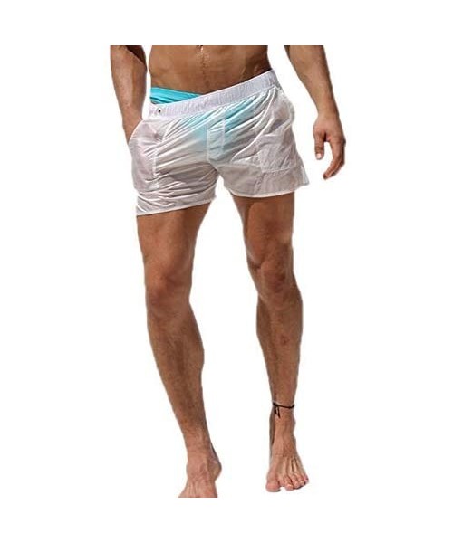 Board Shorts Men's Sexy Shorts Translucent Casual Swim Trunks Beach Pants Quick-Dry - White - CK1908G3TTC