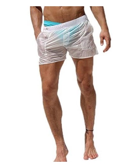 Board Shorts Men's Sexy Shorts Translucent Casual Swim Trunks Beach Pants Quick-Dry - White - CK1908G3TTC