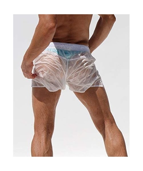 Board Shorts Men's Sexy Shorts Translucent Casual Swim Trunks Beach Pants Quick-Dry - White - CK1908G3TTC