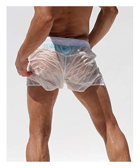 Board Shorts Men's Sexy Shorts Translucent Casual Swim Trunks Beach Pants Quick-Dry - White - CK1908G3TTC