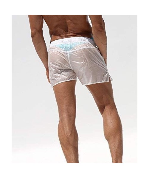 Board Shorts Men's Sexy Shorts Translucent Casual Swim Trunks Beach Pants Quick-Dry - White - CK1908G3TTC