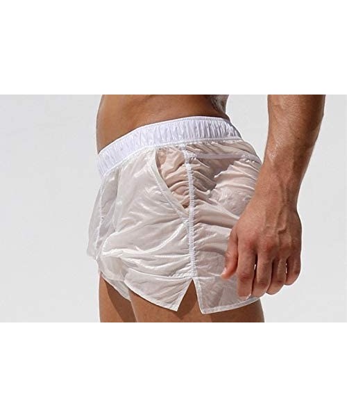 Board Shorts Men's Sexy Shorts Translucent Casual Swim Trunks Beach Pants Quick-Dry - White - CK1908G3TTC