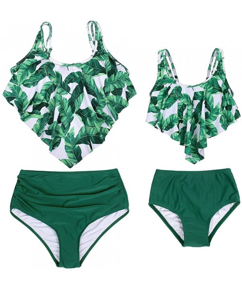 Sets Mother and Daughter Swimwear Family Matching Swimsuit Mamy and Me Two Pieces High Waist Falbala Bikini Sets Green 0339 -...