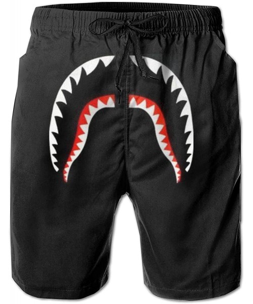 Board Shorts Comfortable Classic Fit Swim Trunks for Men and Big Boys- Black Mouth Skull Lip Short Pants Quick-Dry - White Bl...