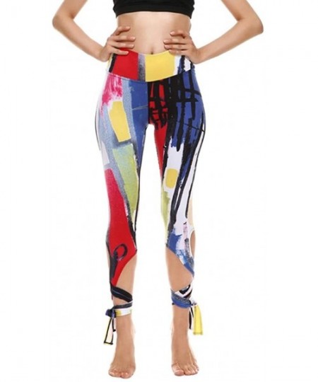 Sets Women's Casual Sports Fitness Running High Waist Print Ballet Strappy Yoga Pants - Multi Color - CW198UO7ACY