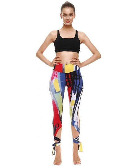 Sets Women's Casual Sports Fitness Running High Waist Print Ballet Strappy Yoga Pants - Multi Color - CW198UO7ACY