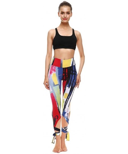 Sets Women's Casual Sports Fitness Running High Waist Print Ballet Strappy Yoga Pants - Multi Color - CW198UO7ACY