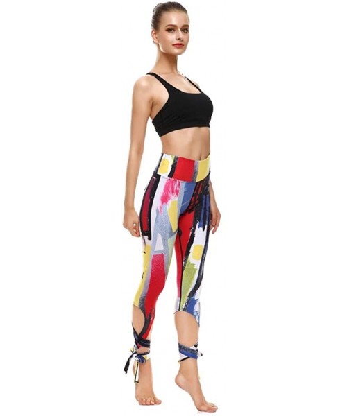 Sets Women's Casual Sports Fitness Running High Waist Print Ballet Strappy Yoga Pants - Multi Color - CW198UO7ACY