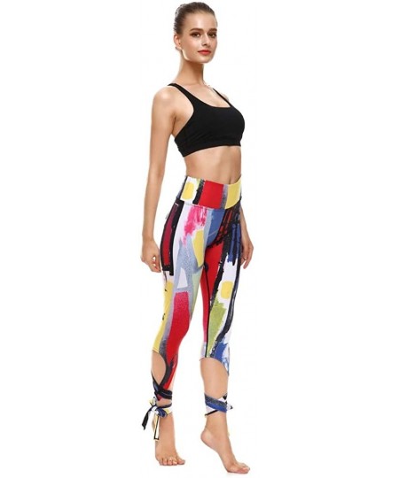 Sets Women's Casual Sports Fitness Running High Waist Print Ballet Strappy Yoga Pants - Multi Color - CW198UO7ACY