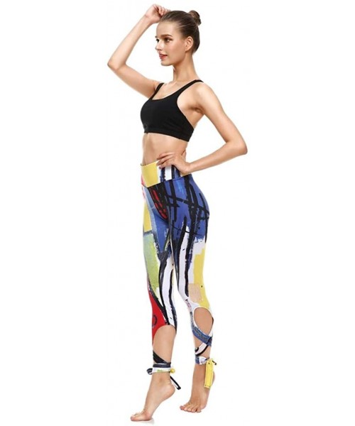 Sets Women's Casual Sports Fitness Running High Waist Print Ballet Strappy Yoga Pants - Multi Color - CW198UO7ACY