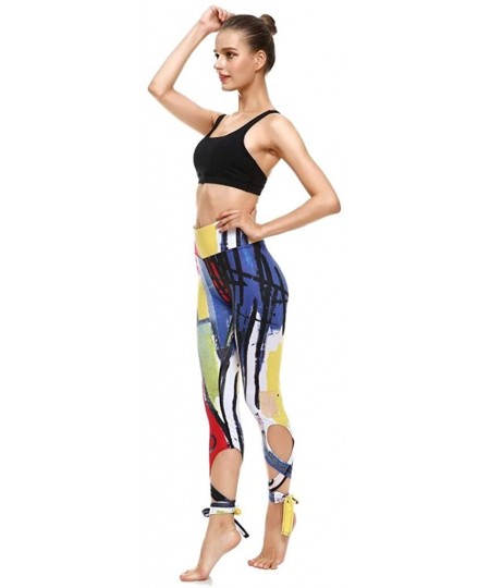 Sets Women's Casual Sports Fitness Running High Waist Print Ballet Strappy Yoga Pants - Multi Color - CW198UO7ACY