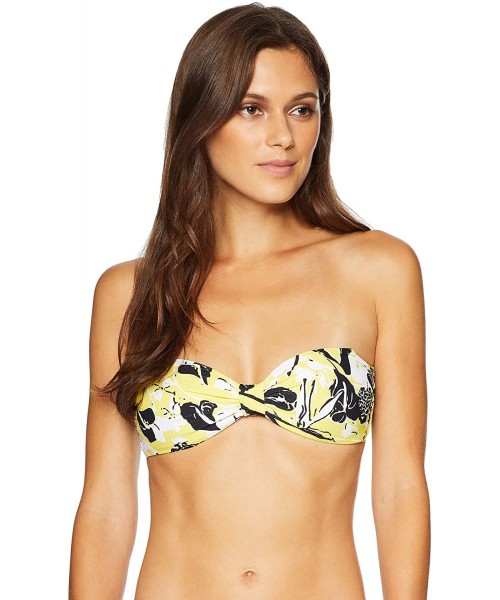 Tops Women's Knot Front Bandeau Top with Removable Cups - Citrus - CR18D8ELQM3