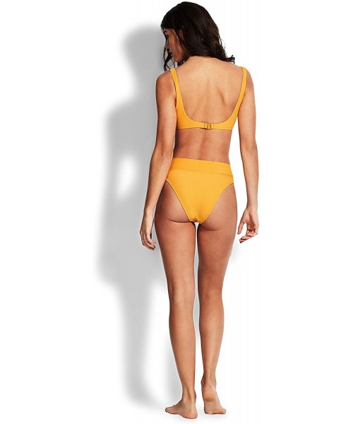 Tops Women's Over The Shoulder Tank Bikini Top with Clip Back - Medusa Saffron - CB18ZE65QQ9