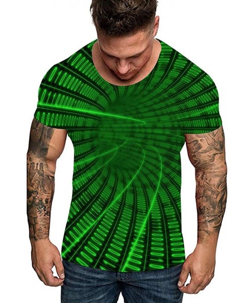 Racing Top for Men Women Unisxe Funny 3D Dizziness Hypnosis Print Crewneck Short Sleeve T Shirt Tees Blouse - Green Tee Shirt...