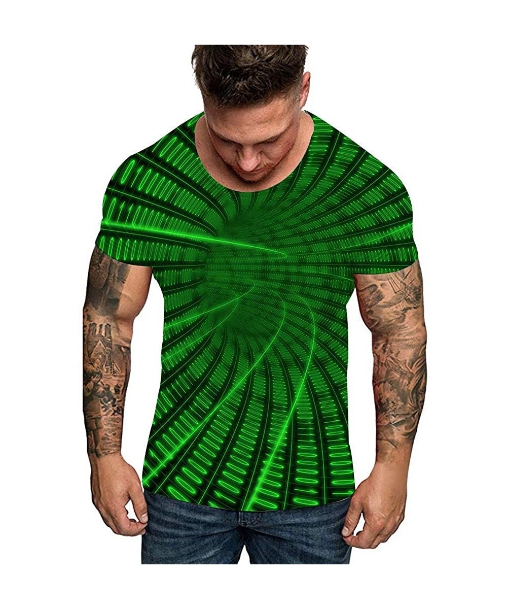 Racing Top for Men Women Unisxe Funny 3D Dizziness Hypnosis Print Crewneck Short Sleeve T Shirt Tees Blouse - Green Tee Shirt...