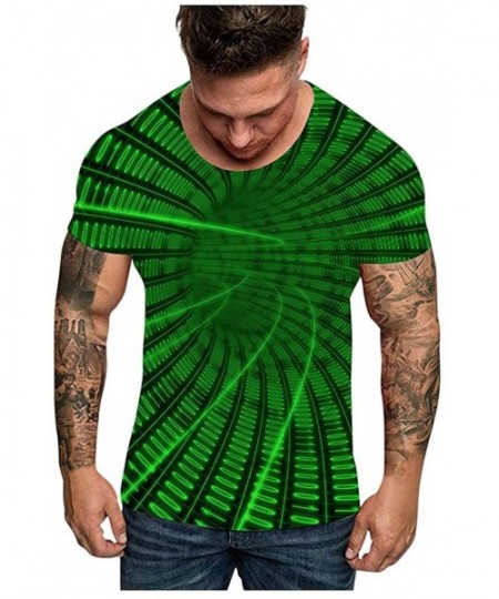 Racing Top for Men Women Unisxe Funny 3D Dizziness Hypnosis Print Crewneck Short Sleeve T Shirt Tees Blouse - Green Tee Shirt...