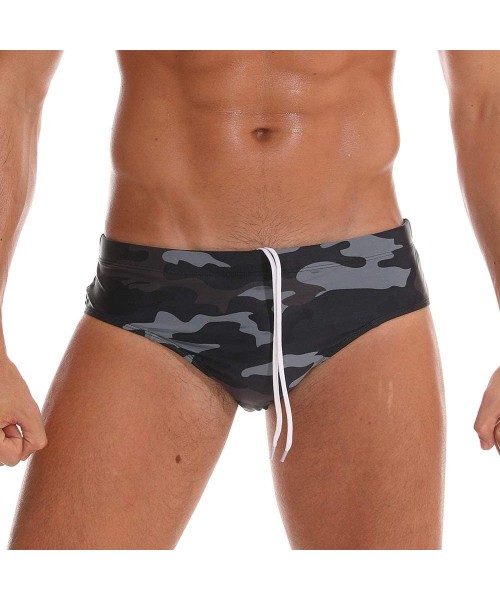 Briefs Mens Swim Briefs Sexy Bathing Suit Bikini Swimsuit Swimwear for Men - B-grey Camo - C318STAIHSM