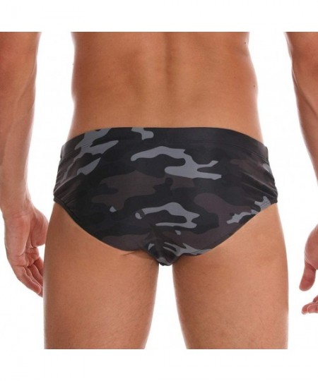 Briefs Mens Swim Briefs Sexy Bathing Suit Bikini Swimsuit Swimwear for Men - B-grey Camo - C318STAIHSM