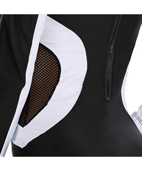 Racing Women's Long Sleeve Mesh Rash Guard Long Sleeve UV Sun Protection Surfing Suit One Piece Back Zipper Swimsuit Bathing ...