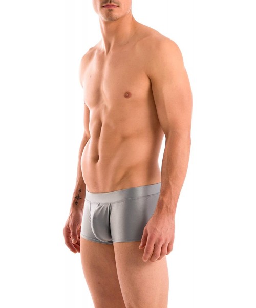 Racing Mens New Solid Hot Body Boxer Swimsuit - Charcoal - C011ISGBK1N