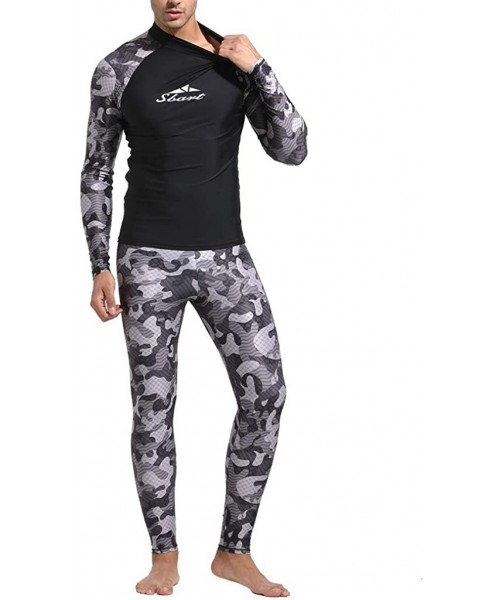 Rash Guards Mens Swim Shirt Diving Camo Rashguard Surf Shirts Beach Swim Uv Protection Suit - Khaki - CS195NHH35A