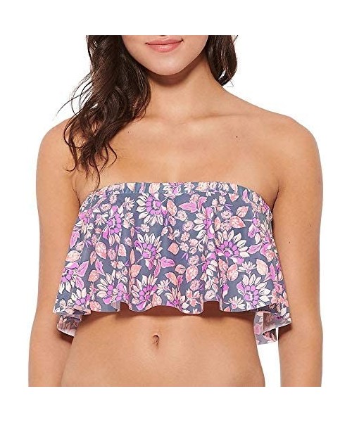 Tops Juniors Flower Power Flounce Bandeau Swim Top - Multi - CV193ZHUNT8