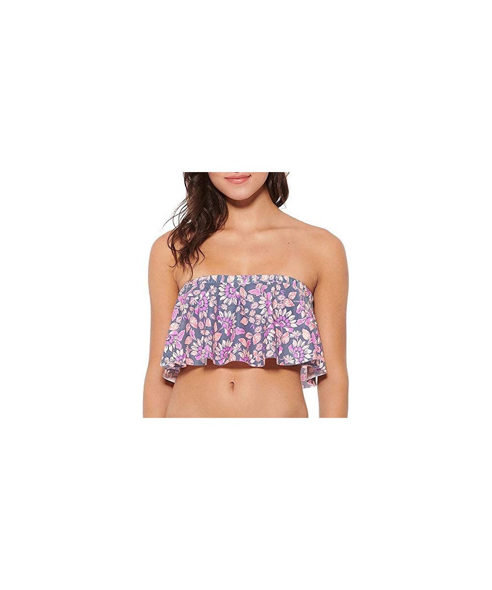 Tops Juniors Flower Power Flounce Bandeau Swim Top - Multi - CV193ZHUNT8