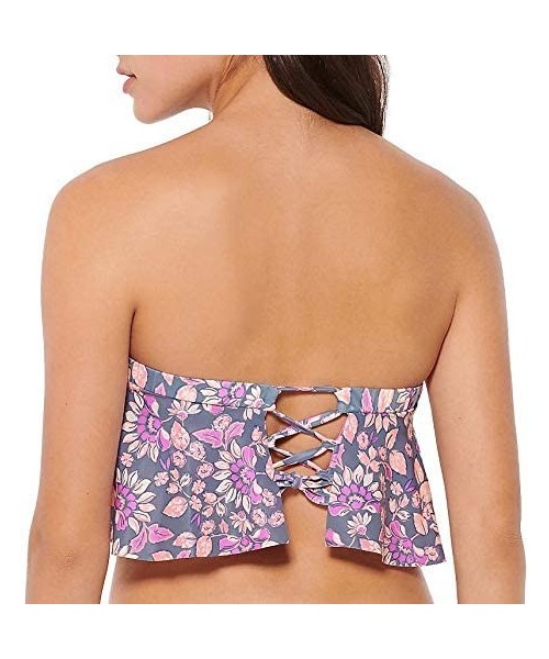 Tops Juniors Flower Power Flounce Bandeau Swim Top - Multi - CV193ZHUNT8