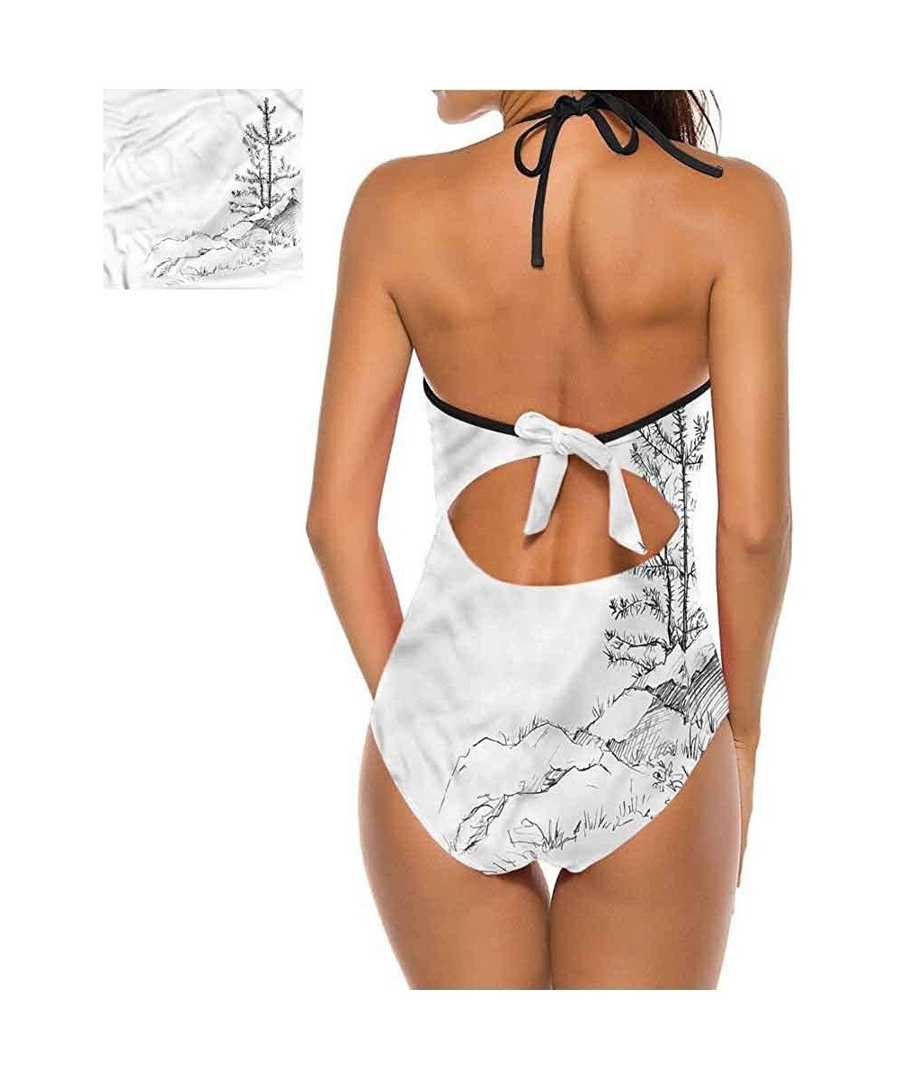 One-Pieces V Neck Lace Up Swimsuits Different Types of Trees Super Cute and Unique - Multi 19 - CL19C4LCERI