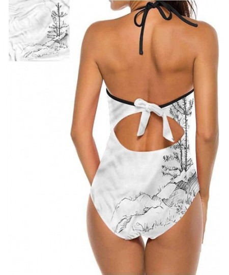 One-Pieces V Neck Lace Up Swimsuits Different Types of Trees Super Cute and Unique - Multi 19 - CL19C4LCERI