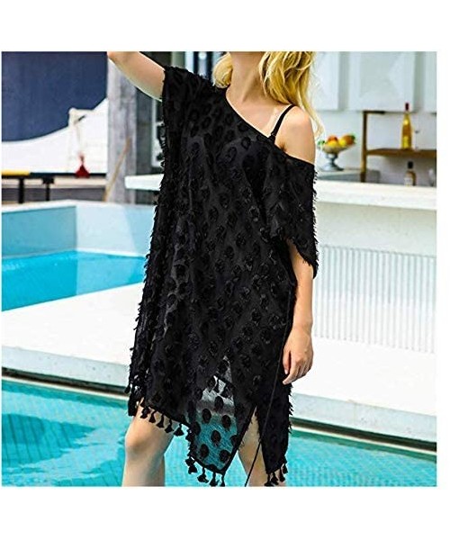 Cover-Ups Women Plus Size Swimwear Cover Ups Sexy Bikini Bathing Suit Beach Dress Swim Coverups for Women - Black2 - CJ18W2YXMAE