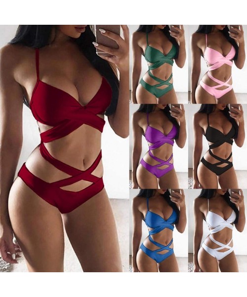 One-Pieces Women's Sexy One Piece Swimsuits Bikini Bathing Suit Chic Lace Up Straps Swimsuit Bathing Suit Swimwear Triangle T...