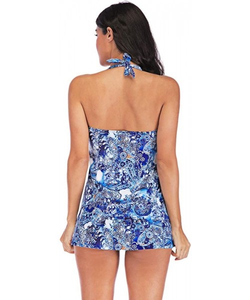 Racing Fashion Women Plus Size Print Tankini Swimjupmsuit Swimsuit S-XXXXXL - Blue-9 - CZ18ULSMLR4