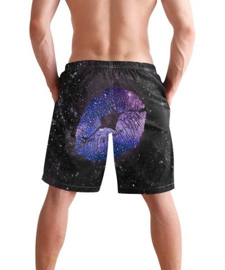 Board Shorts Mens Surfing Shorts Boho Ethnic Tribal Swim Trunks Shorts - Classic Personalized Bling Glitter Purple Lip Love -...