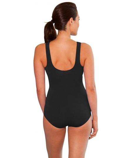 Racing Chlorine Resistant Black and White Spliced Color Block High Neck One Piece Swimsuit - CF18A3AXSQ8