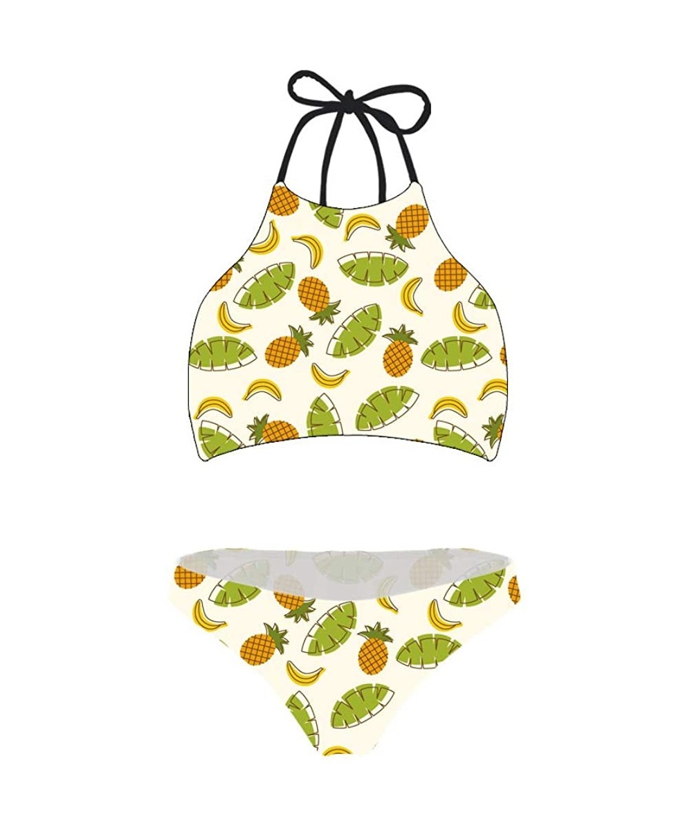 Sets Sexy Women Swimsuit Space Galaxy Print Two-Piece Bikini Plus Size - 3-pineapple 4 - CI18OSUZEY0