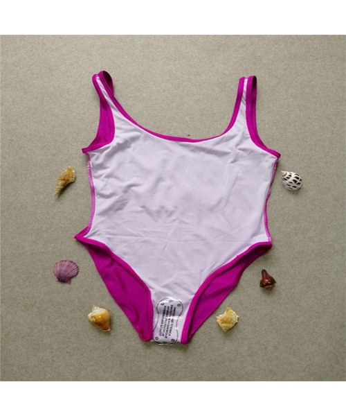 One-Pieces One Piece Swimsuit with High Cut and Low Back for Women Bathing Suits - Purple - CV18L68QWAI