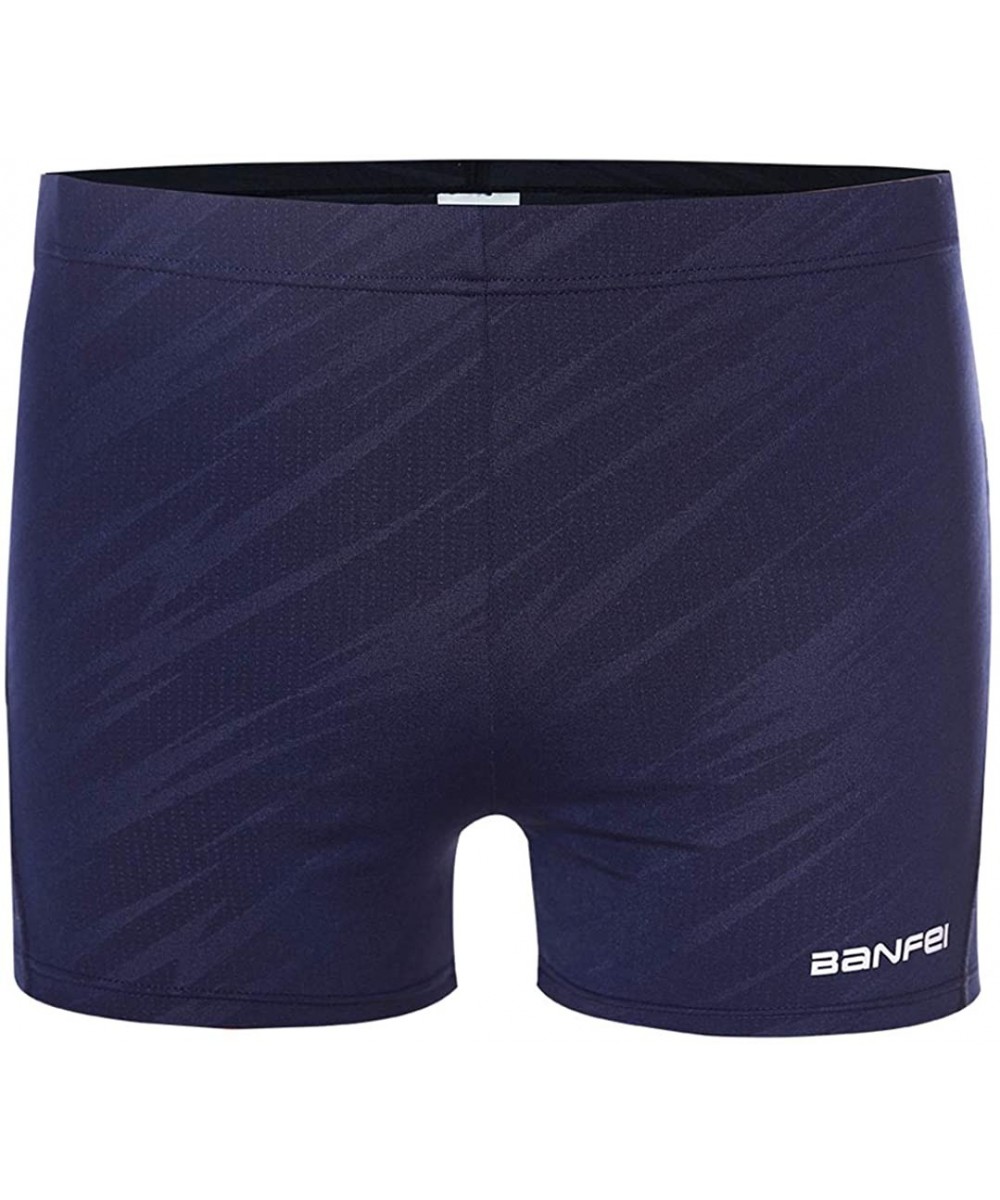 Racing Men's Athletic Training Jammer Swimsuit Quick Dry Chlorine Resistant Durable Swimming Trunk - Dark Blue - CV18R4GGIL2