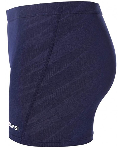 Racing Men's Athletic Training Jammer Swimsuit Quick Dry Chlorine Resistant Durable Swimming Trunk - Dark Blue - CV18R4GGIL2