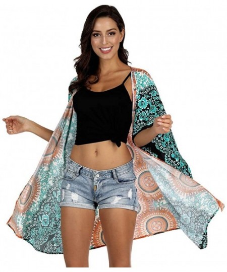 Cover-Ups Bathing Suit Cover Up for Women Printed Swimwear Casual Shawl - Green - C9199AHLQR7