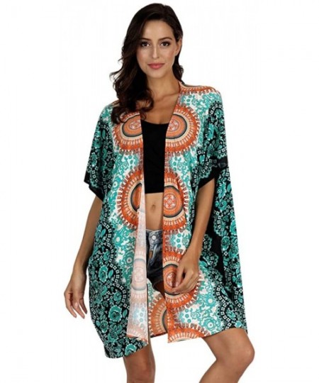 Cover-Ups Bathing Suit Cover Up for Women Printed Swimwear Casual Shawl - Green - C9199AHLQR7