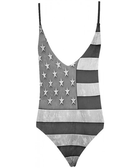 One-Pieces Cool National Flags V-Neck Women Lacing Backless One-Piece Swimsuit Bathing Suit XS-3XL - American Flag 03 - CS18R...