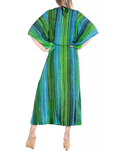 Cover-Ups Women's Loose Caftan Swimsuit Cover Up Beach Casual Dress Hand Tie Dye - Green_l262 - CM129WXD21B