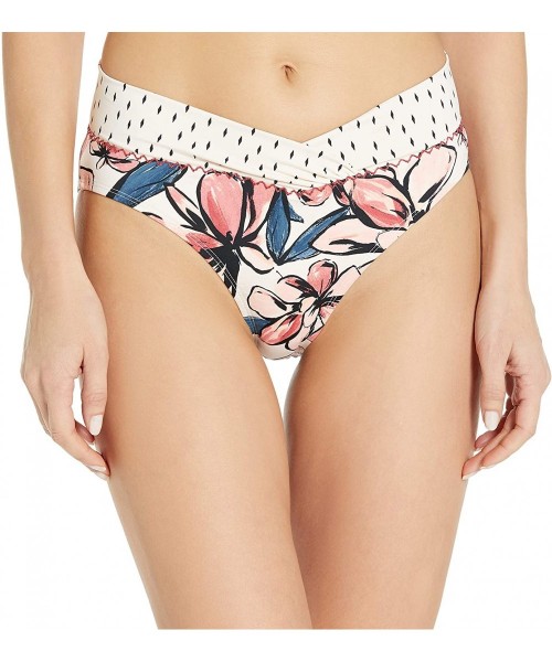 Bottoms Women's High Waist Banded Bikini Swim Bottom - Floral Print - CG18ZQ05U9Z