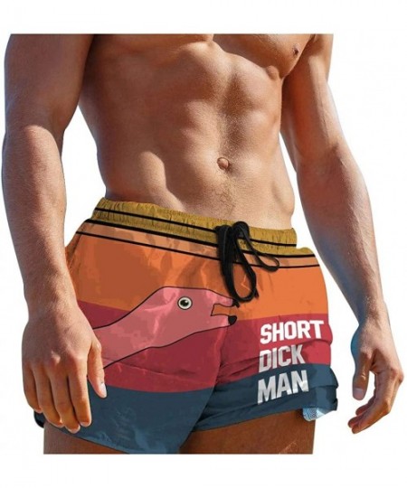 Board Shorts Men's Shorts Running Casual Drawstring Funny Elastic Waist Beach Casual Trouser - Stop Staring at My Cock - Red1...