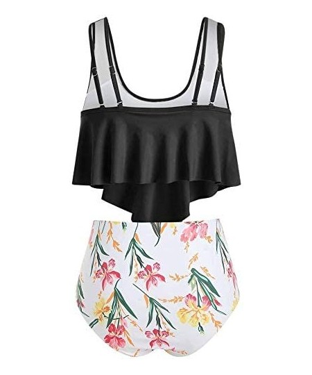 Tankinis Tankini Swimsuit for Women with High Waisted Bottoms- Ruffled Racerback- Tummy Control- 2 Piece Bikini Bathing Suits...