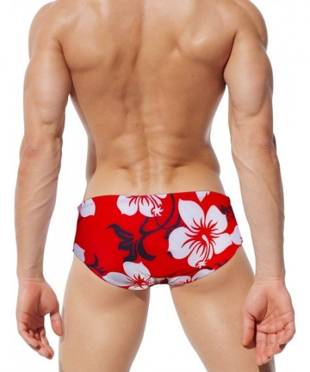 Briefs Mens Swim Briefs Sexy Bikini Swimwear Camo Low Rise Beach Swimsuit Sun Bathing Bathsuits - Y Red Black - C5199URSHNY