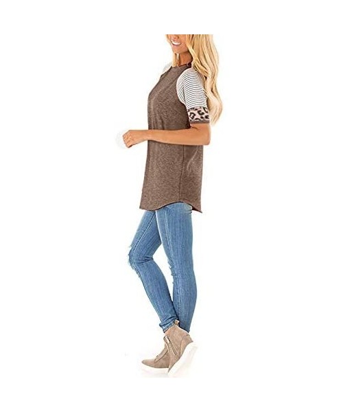 Sets Women's T Shirt Short Sleeve Summer Loose Twist Knot Casual Tunic Blouse Tanks Vest Tops - Coffee.c - CF193MASEZZ