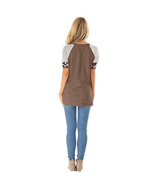 Sets Women's T Shirt Short Sleeve Summer Loose Twist Knot Casual Tunic Blouse Tanks Vest Tops - Coffee.c - CF193MASEZZ