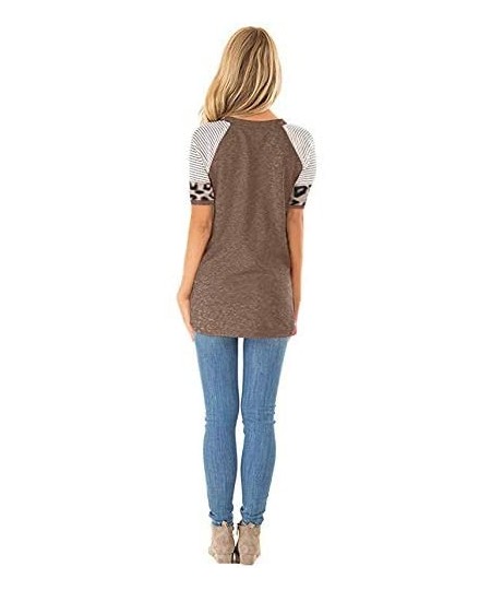 Sets Women's T Shirt Short Sleeve Summer Loose Twist Knot Casual Tunic Blouse Tanks Vest Tops - Coffee.c - CF193MASEZZ